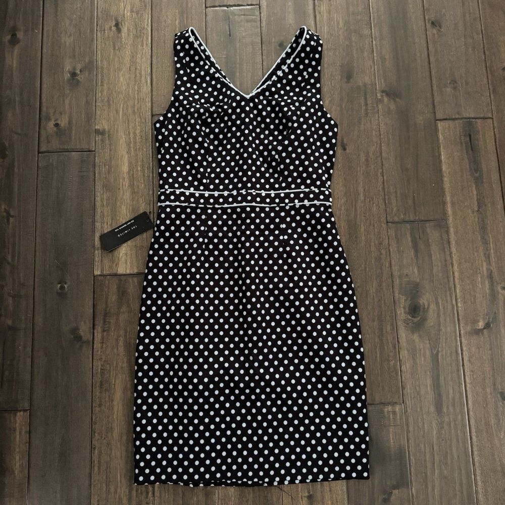 The Limited Black and White Polka Dot Sleeveless Shift Dress 2 NWT